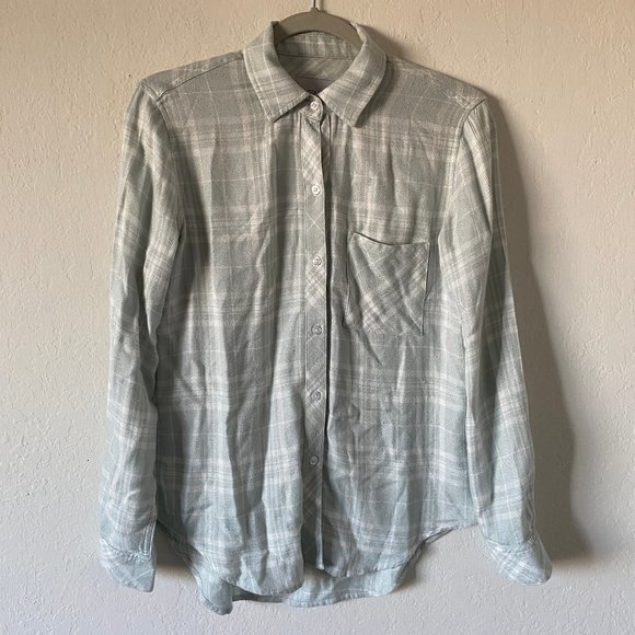 Rails Tops - Rails Womens Hunter Top Seafoam Button Down Size XXS Casual Long Sleeve Plaid